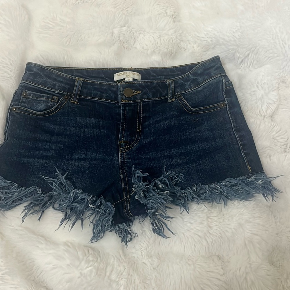dark washed jean shorts